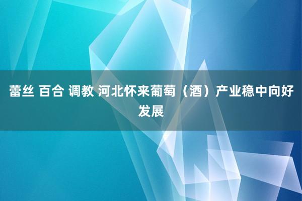 蕾丝 百合 调教 河北怀来葡萄（酒）产业稳中向好发展